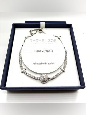 Rachel Zoe Silver Cubic Zirconia  Adjustable Bracelet